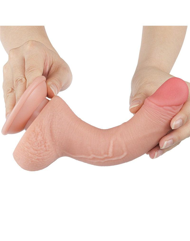 LoveToy - Sliding Skin Dildo - Dubbellaags Dildo - Lengte 19.5 cm - Diameter 3.5 cm - Lichte huidskleur-Erotiekvoordeel.nl