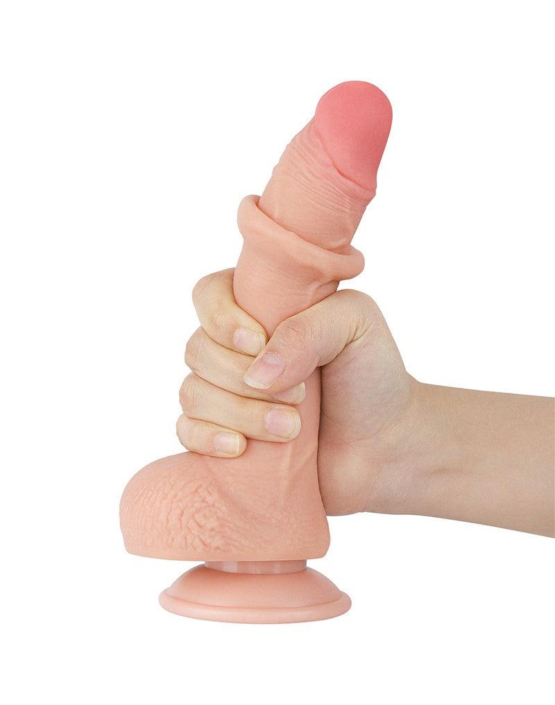 LoveToy - Sliding Skin Dildo - Dubbellaags Dildo - Lengte 19.5 cm - Diameter 3.5 cm - Lichte huidskleur-Erotiekvoordeel.nl