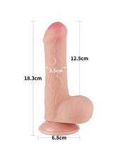 LoveToy - Sliding Skin Dildo - Dubbellaagse Dildo - Lengte 18.3 cm - Diameter 3.5 cm - Lichte Huidskleur-Erotiekvoordeel.nl