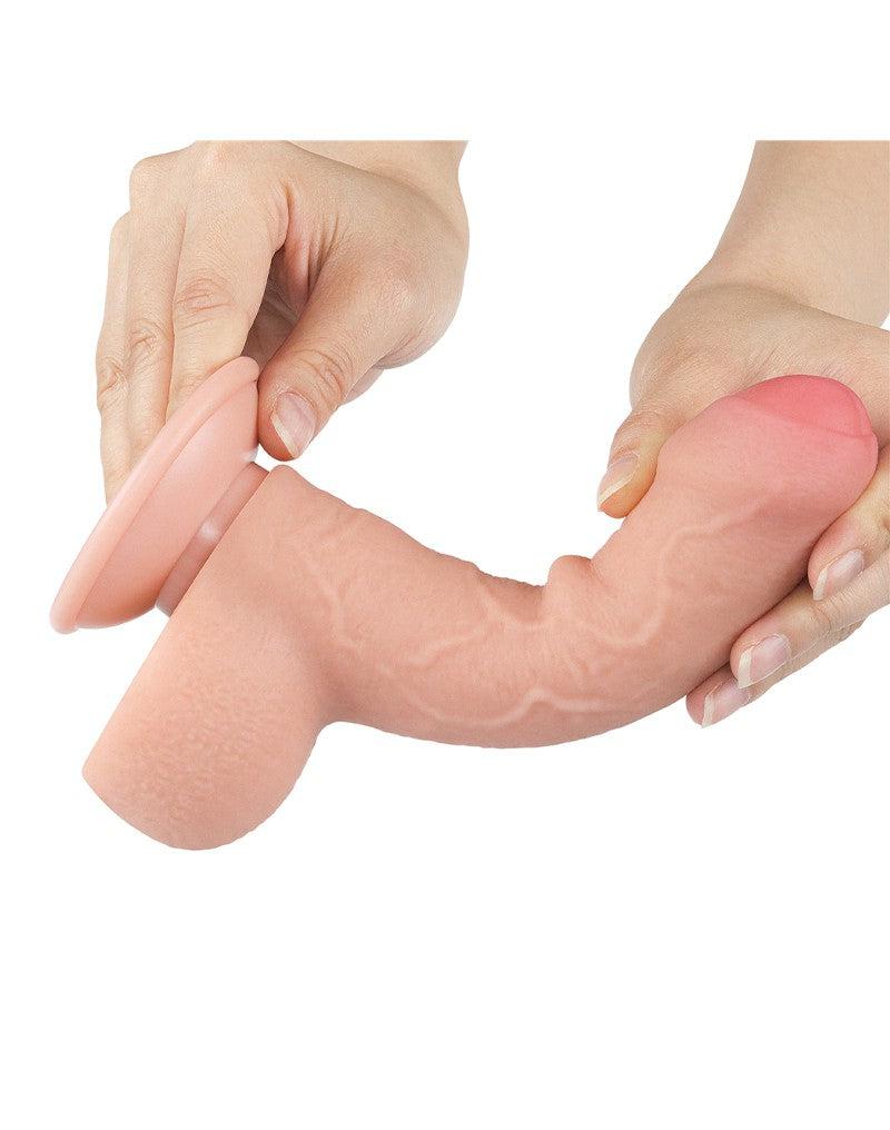 LoveToy - Sliding Skin Dildo - Dubbellaagse Dildo - Lengte 18.3 cm - Diameter 3.5 cm - Lichte Huidskleur-Erotiekvoordeel.nl