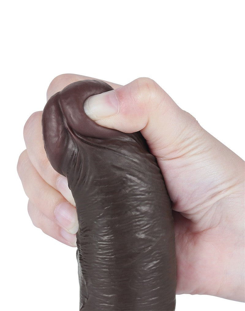 LoveToy - Dildo Met Sliding Skin Technologie - 20 cm x Ø 3,8 cm - Bruin-Erotiekvoordeel.nl