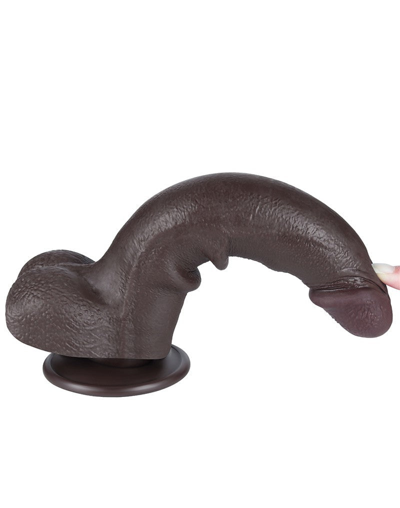 LoveToy - Consolador con tecnología Sliding Skin - 20 cm x Ø 4 cm - Marrón-Erotiekvoordeel.nl