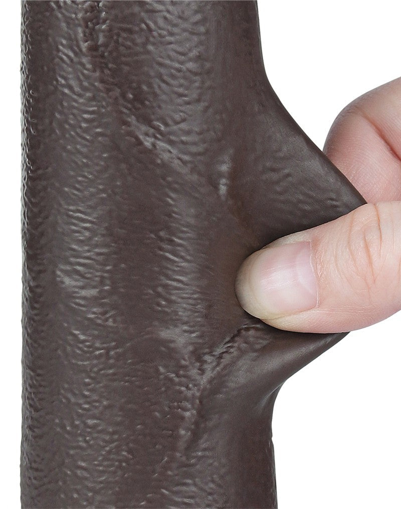 LoveToy - Dildo Met Sliding Skin Technologie - 20 cm x Ø 4 cm - Bruin-Erotiekvoordeel.nl