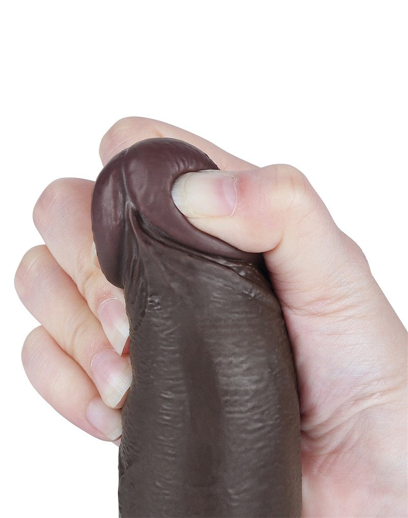 LoveToy - Dildo Met Sliding Skin Technologie - 20 cm x Ø 4 cm - Bruin-Erotiekvoordeel.nl