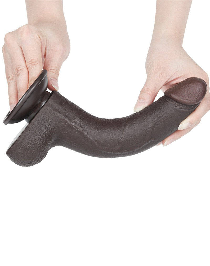 LoveToy - Dildo Met Sliding Skin Technologie - 20 cm x Ø 4 cm - Bruin-Erotiekvoordeel.nl
