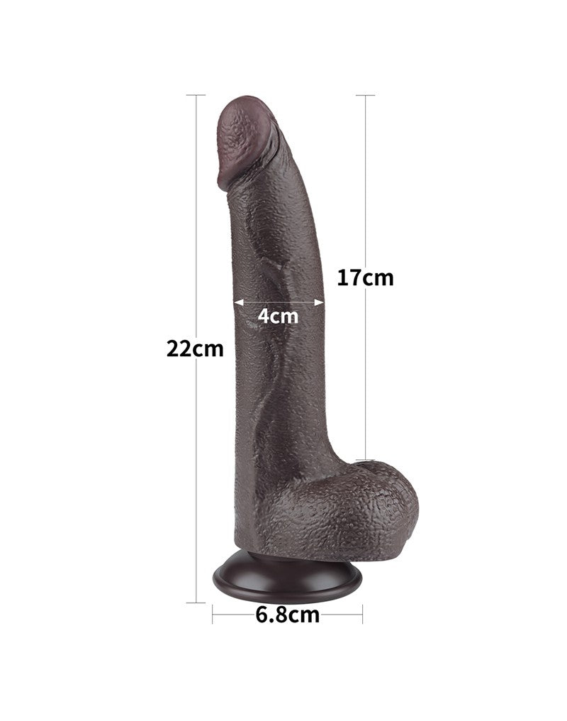 LoveToy - Dildo Met Sliding Skin Technologie - 20 cm x Ø 4 cm - Bruin-Erotiekvoordeel.nl