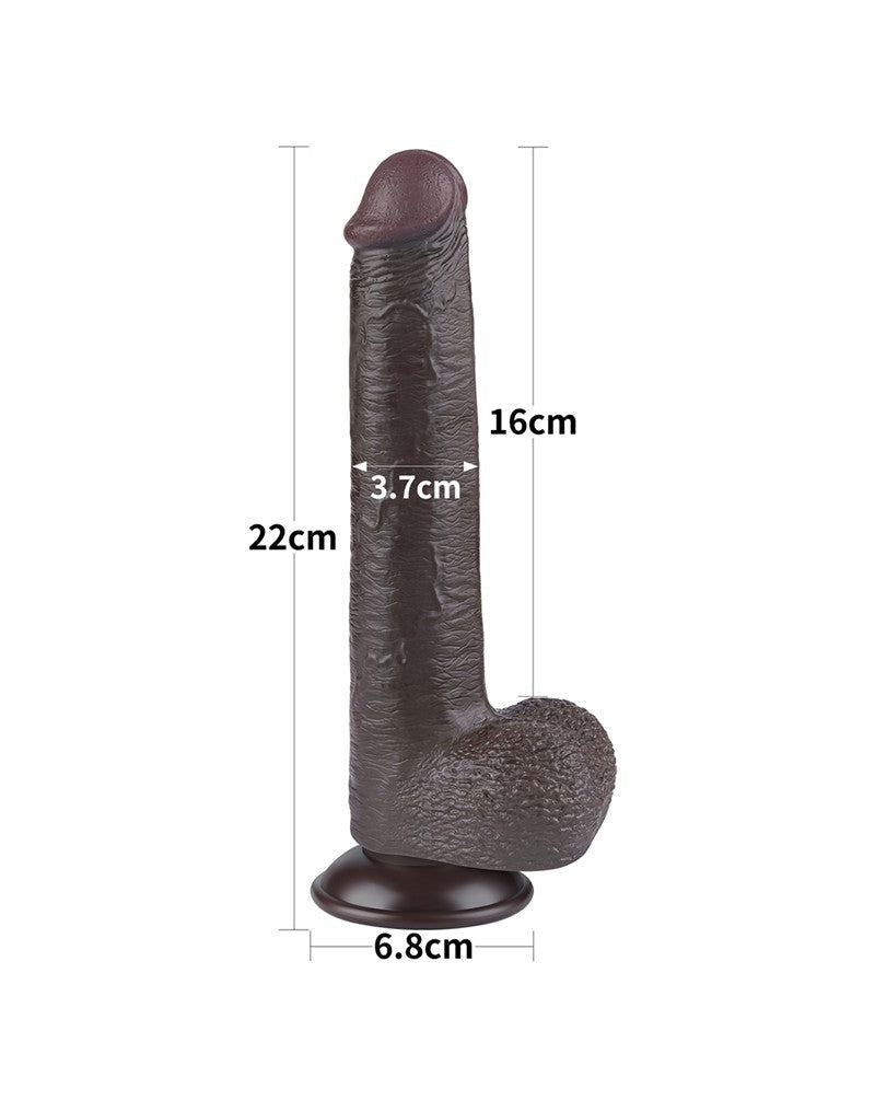LoveToy - Dildo Met Sliding Skin Technologie - 22 cm x Ø 3,7 cm - Bruin-Erotiekvoordeel.nl