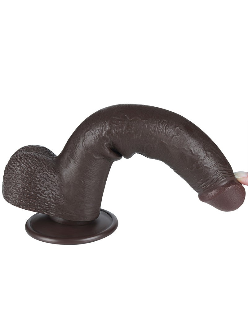 LoveToy - Dildo Met Sliding Skin Technologie - 22 cm x Ø 3,7 cm - Bruin-Erotiekvoordeel.nl