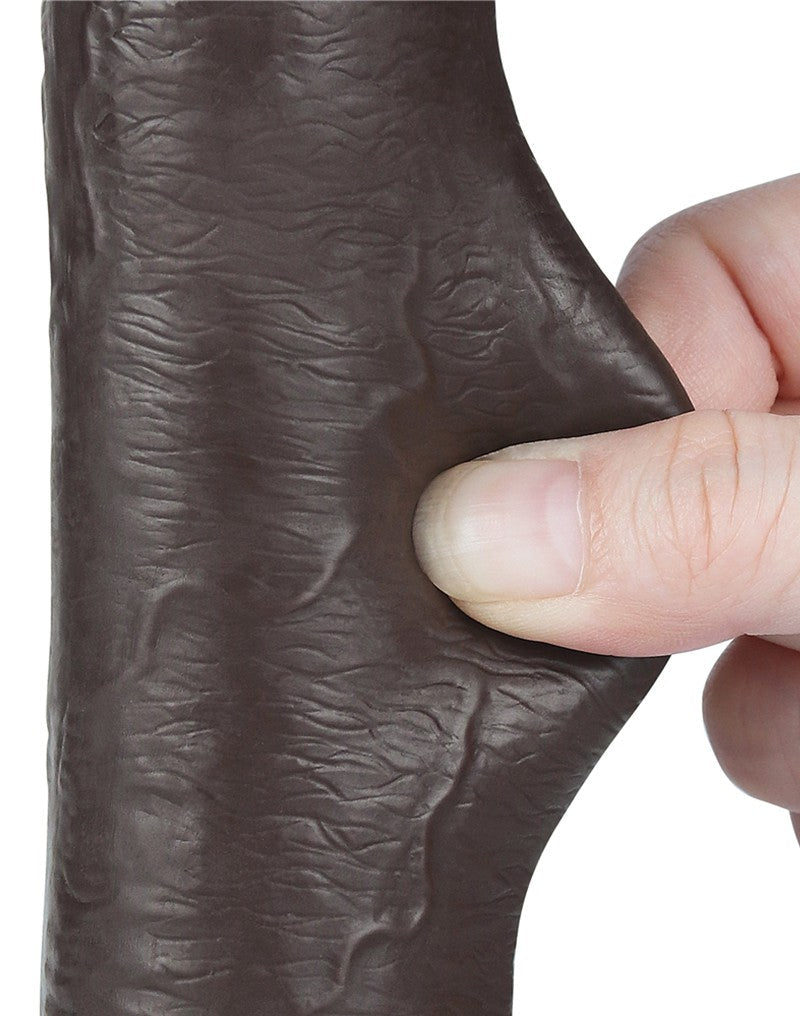 LoveToy - Dildo Met Sliding Skin Technologie - 22 cm x Ø 3,7 cm - Bruin-Erotiekvoordeel.nl