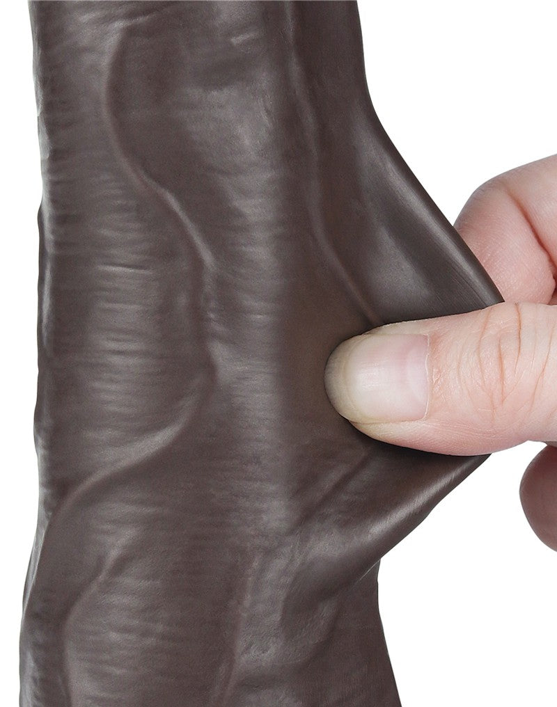 LoveToy - Dildo Z Technologią Sliding Skin - 22 Cm X Ø 4,3 Cm - Bruin-Erotiekvoordeel.nl