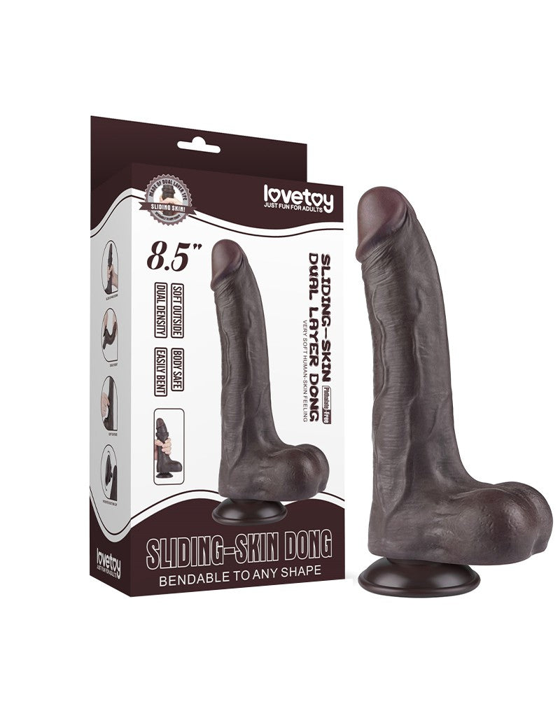 LoveToy - Wibrator Z Technologią Sliding Skin - 22 Cm X Ø 4,3 Cm - Brązowy - Erotiekvoordeel.nl
