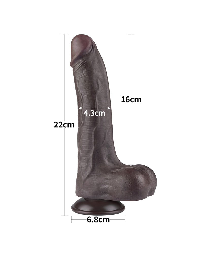 LoveToy - Dildo Z Technologią Sliding Skin - 22 Cm X Ø 4,3 Cm - Bruin-Erotiekvoordeel.nl