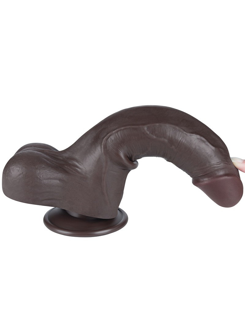 LoveToy - Dildo Met Sliding Skin Technologie - 22 cm x Ø 4,3 cm - Bruin-Erotiekvoordeel.nl