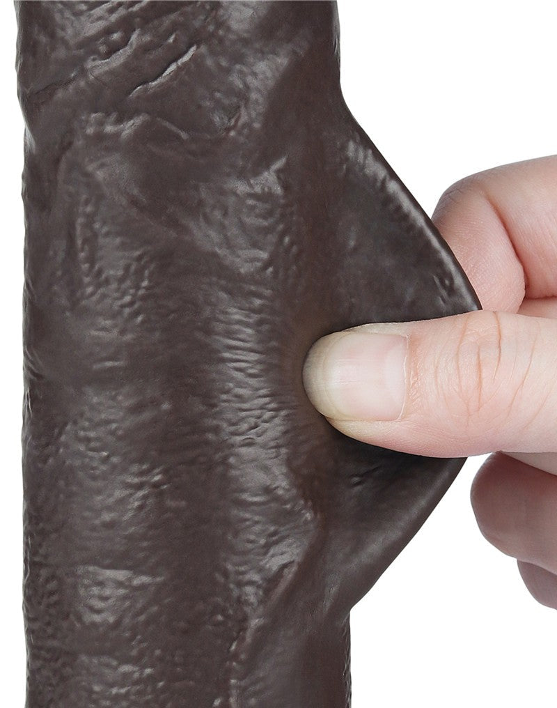 LoveToy - Dildo Met Sliding Skin Technologie - 24 cm x Ø 4,3 cm - Bruin-Erotiekvoordeel.nl