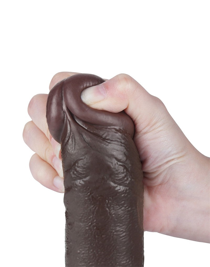 LoveToy - Dildo Met Sliding Skin Technologie - 24 cm x Ø 4,3 cm - Bruin-Erotiekvoordeel.nl