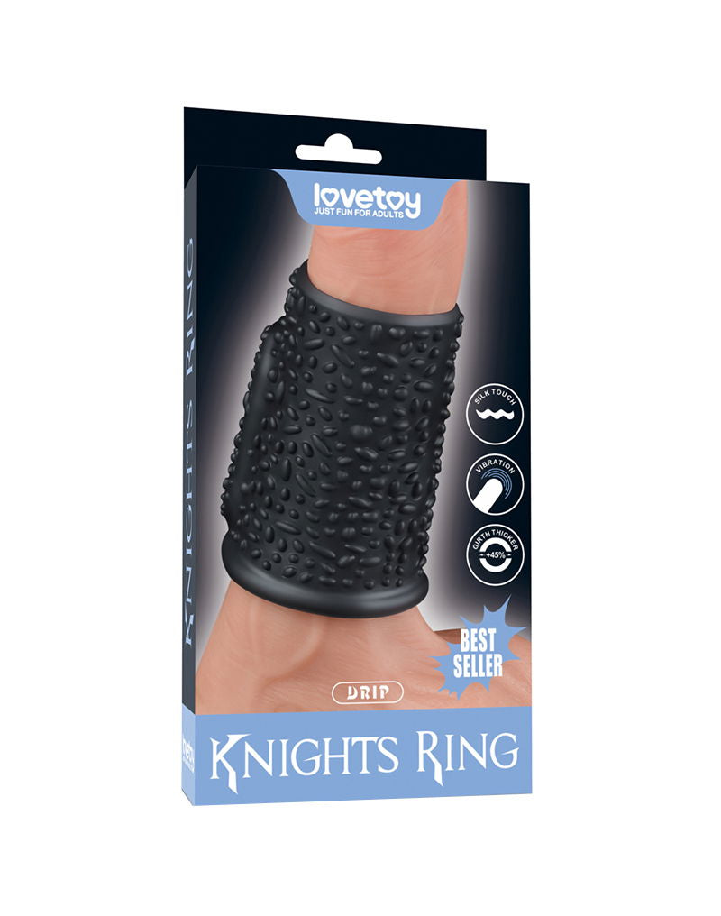 LoveToy - Drip Knights Ring - Manicotto vibrante per pene - Ø 3,7 cm - Nero-Erotiekvoordeel.nl