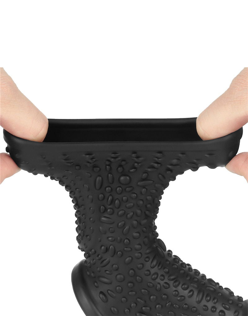 LoveToy - Drip Knights Ring - Vibrating Penis and Scrotum Sleeve - Ø 2.8 cm - Black-Erotiekvoordeel.nl