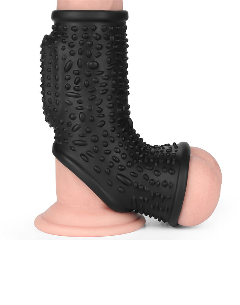 LoveToy - Drip Knights Ring - Vibrating Penis and Scrotum Sleeve - Ø 2.8 cm - Black - Erotiekvoordeel.nl