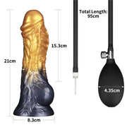 LoveToy - Silicone double densité - Gode gonflable - Or/Noir-Erotiekvoordeel.nl