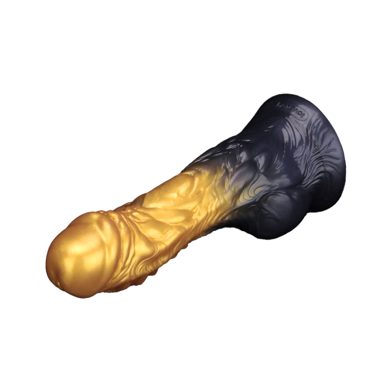 LoveToy - Silicone double densité - Gode gonflable - Or/Noir-Erotiekvoordeel.nl