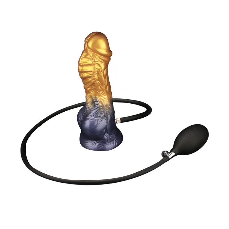 LoveToy - Silicone double densité - Gode gonflable - Or/Noir-Erotiekvoordeel.nl