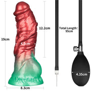 LoveToy - Silicone double densité - Gode gonflable - Rouge/Vert-Erotiekvoordeel.nl