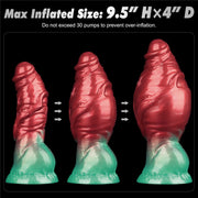 LoveToy - Silicone double densité - Gode gonflable - Rouge/Vert - Erotiekvoordeel.nl