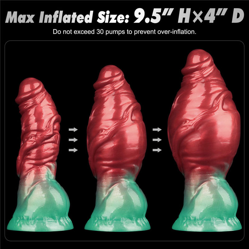 LoveToy - Silicone double densité - Gode gonflable - Rouge/Vert - Erotiekvoordeel.nl