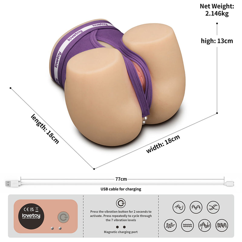 LoveToy Dual Motor Masturbator - Vagina & Anus - 7 Vibratiestanden-Erotiekvoordeel.nl