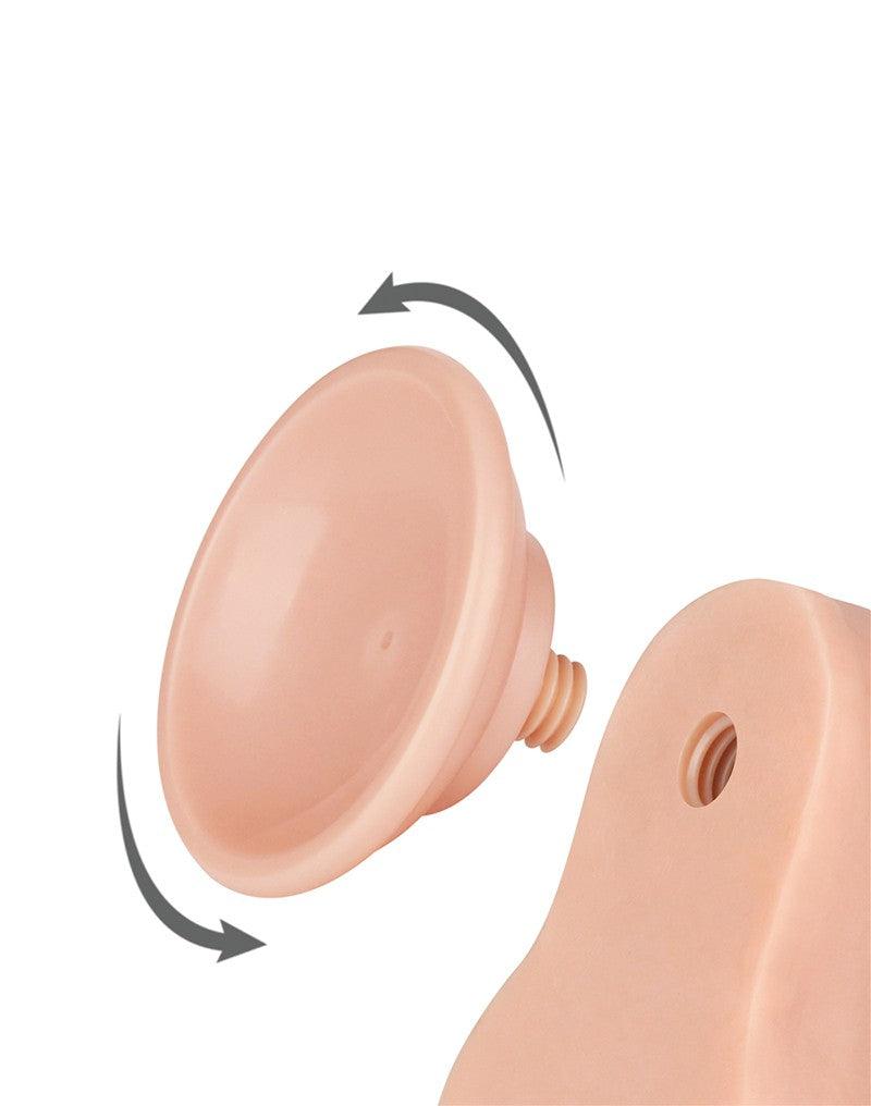 LoveToy - Dubbellaags Dildo - Glijdende Huid Dildo- Lengte 22 cm - Diameter 4.3 cm - Lichte Huidskleur-Erotiekvoordeel.nl