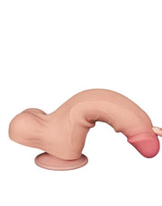 LoveToy - Dubbellaags Dildo - Glijdende Huid Dildo- Lengte 22 cm - Diameter 4.3 cm - Lichte Huidskleur-Erotiekvoordeel.nl