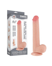 LoveToy - Dubbellaags Dildo - Glijdende Huid Dildo - Lengte 22 cm - Diameter Ø 3.7 cm - Lichte Huidskleur-Erotiekvoordeel.nl