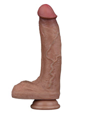 LoveToy - Dubbellaags Siliconen Dildo - 21,5 cm x Ø 4,2 cm - Bruin-Erotiekvoordeel.nl