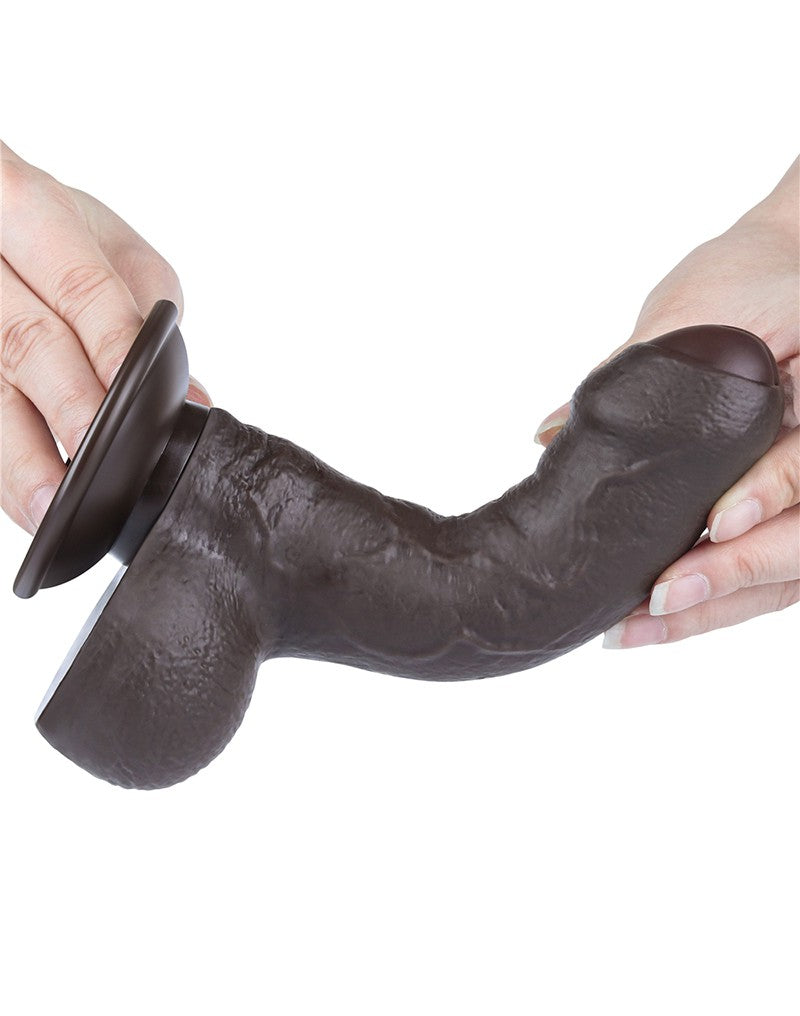 LoveToy - Dubbellaags Sliding Skin Dildo - 18,3 cm x Ø 3,5 cm - Bruin-Erotiekvoordeel.nl