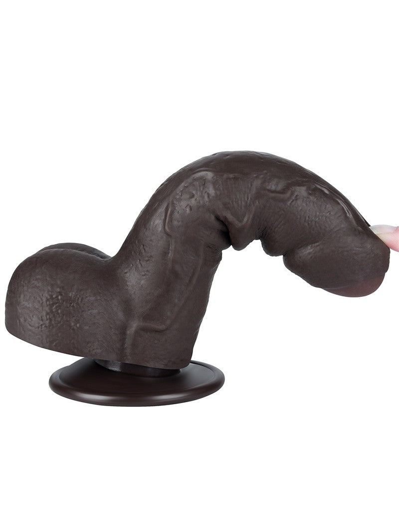 LoveToy - Dubbellaags Sliding Skin Dildo - 18,3 cm x Ø 3,5 cm - Bruin-Erotiekvoordeel.nl