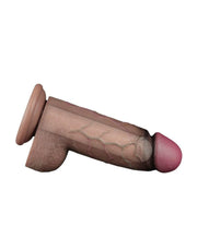 LoveToy - Gode en silicone double couche XXL - Longueur 24,6 cm - Diamètre 7 cm - Marron-Erotiekvoordeel.nl