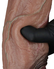 LoveToy - Gode en silicone double couche XXL - Longueur 28 cm - Diamètre 7,4 cm - Marron-Erotiekvoordeel.nl