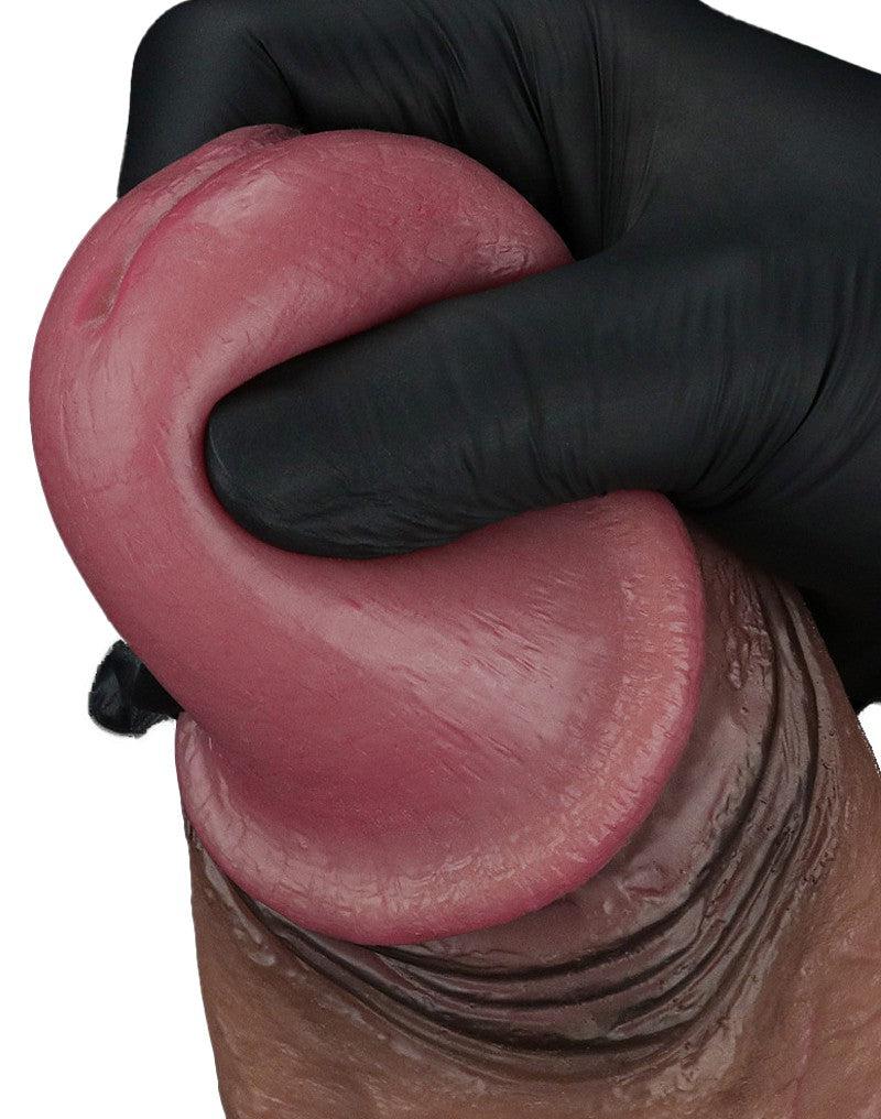 LoveToy - Gode en silicone double couche XXL - Longueur 28 cm - Diamètre 7,4 cm - Marron-Erotiekvoordeel.nl