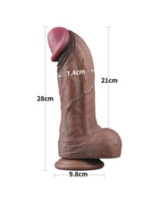LoveToy - Gode en silicone double couche XXL - Longueur 28 cm - Diamètre 7,4 cm - Marron-Erotiekvoordeel.nl