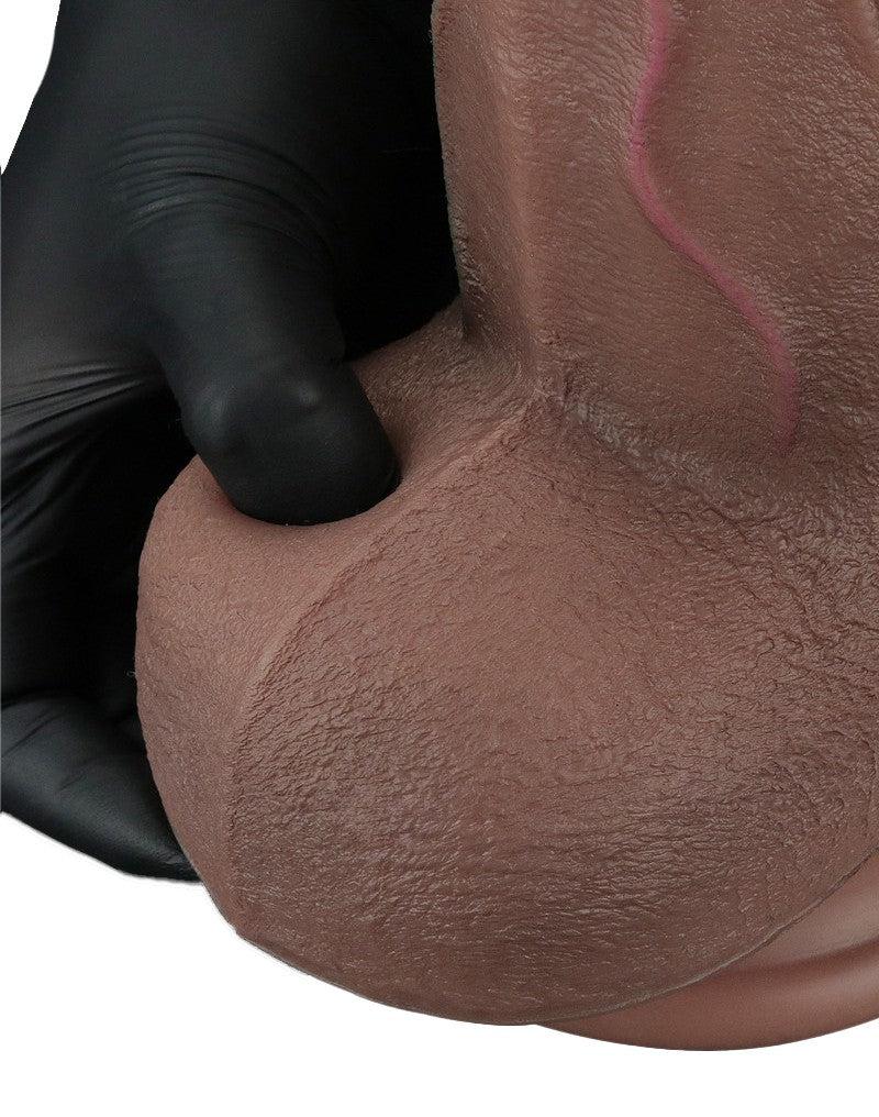 LoveToy - Gode en silicone double couche XXL - Longueur 31 cm - Diamètre 7,6 cm - Marron-Erotiekvoordeel.nl
