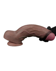 LoveToy - Gode en silicone double couche XXL - Longueur 31 cm - Diamètre 7,6 cm - Marron-Erotiekvoordeel.nl