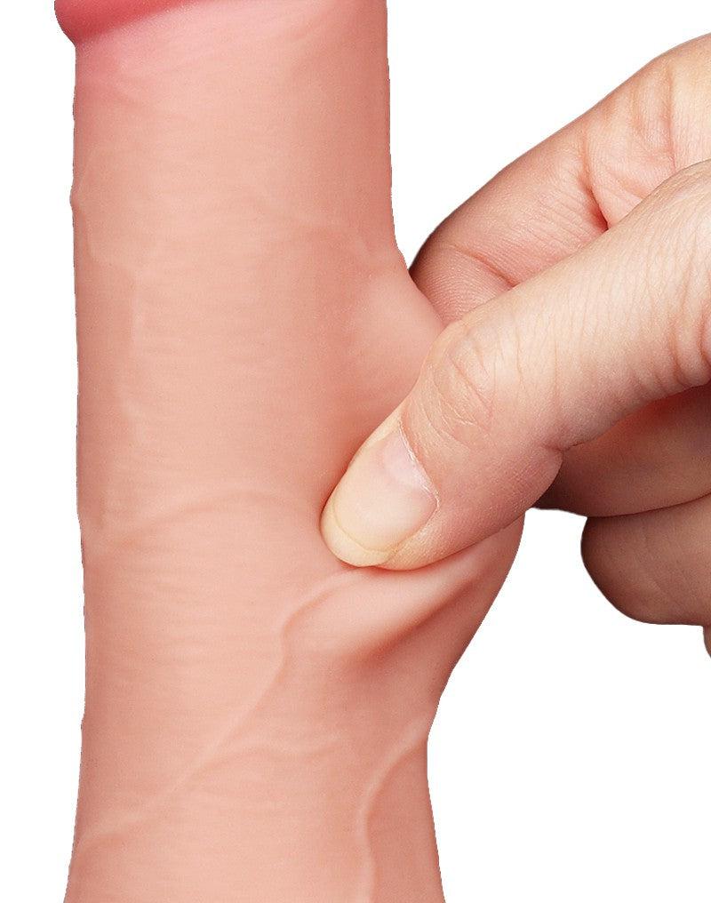 LoveToy - Glijdende Huid Dildo - Dubbellaags Dildo - Lengte 19.5 cm - Diameter 3.6 cm - Lichte huidskleur-Erotiekvoordeel.nl