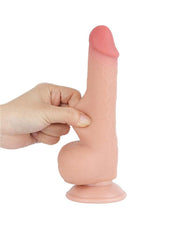 LoveToy - Glijdende Huid Dildo - Dubbellaags Dildo - Lengte 19.5 cm - Diameter 3.6 cm - Lichte huidskleur-Erotiekvoordeel.nl
