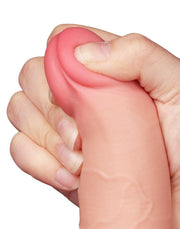 LoveToy - Glijdende Huid Dildo - Dubbellaags Dildo - Lengte 19.5 cm - Diameter 3.6 cm - Lichte huidskleur-Erotiekvoordeel.nl