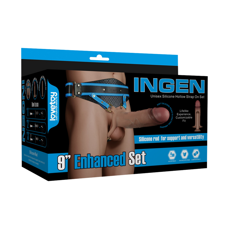 LoveToy - Ingen - Holle Strap-on met Siliconen Staaf – 23 cm - Lichte huidskleur-Erotiekvoordeel.nl