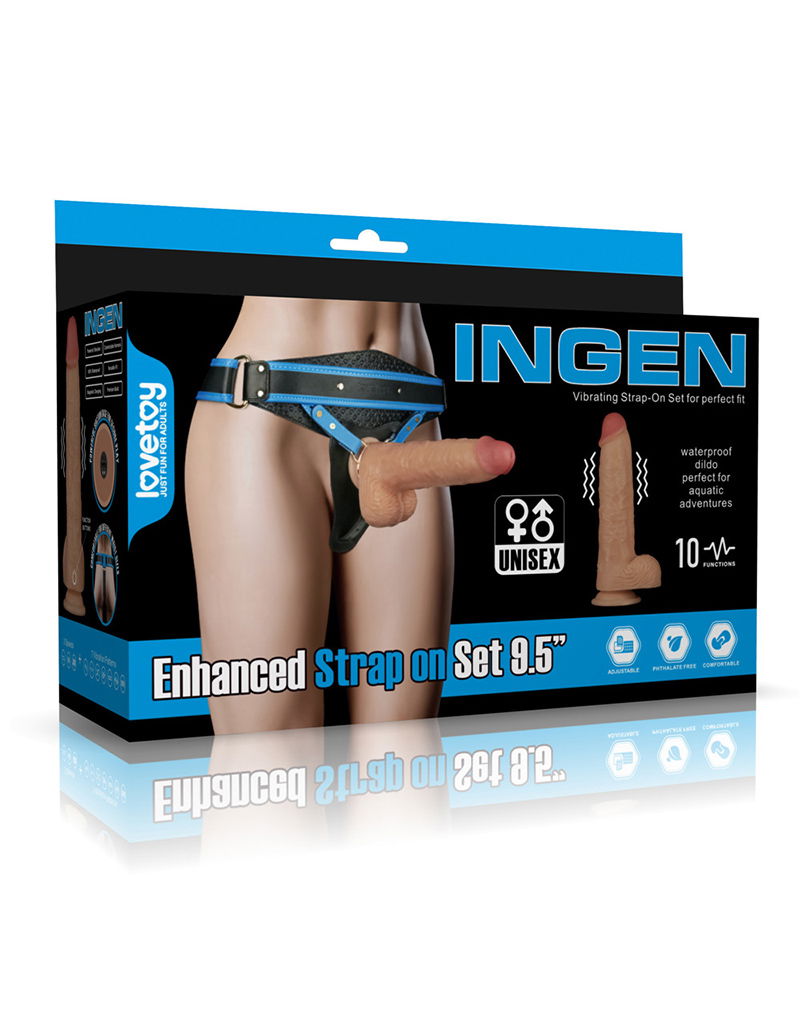 LoveToy - Ingen - Wibrujący Zestaw Strap-on - Długość 24 Cm - Jasny Kolor Skóry - Erotiekvoordeel.nl
