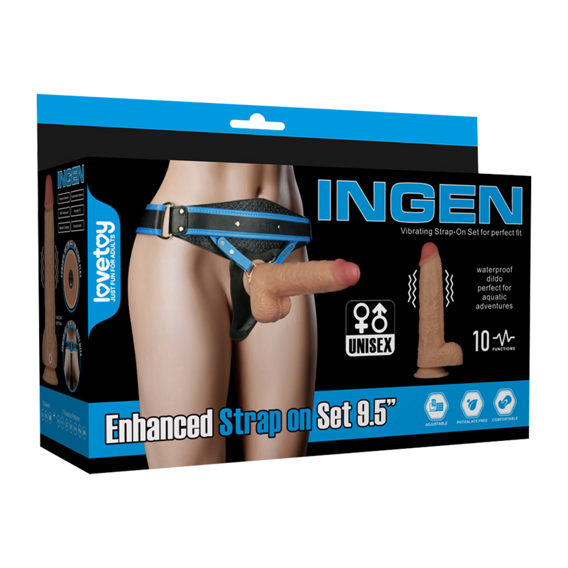 LoveToy - Ingen - Wibrujący Zestaw Strap-on - Długość 24 Cm - Jasny Kolor Skóry - Erotiekvoordeel.nl