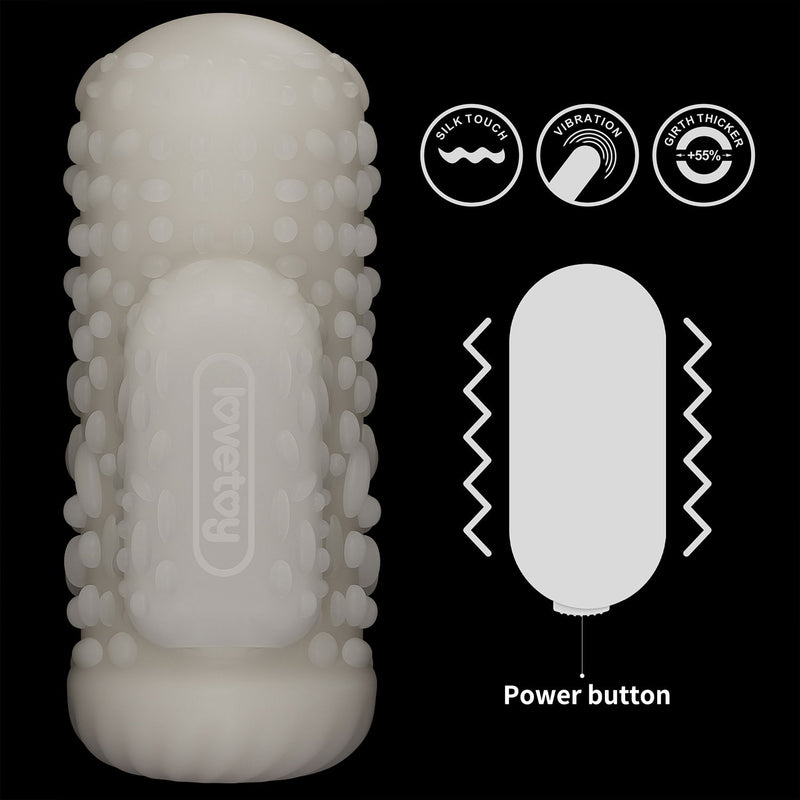 LoveToy - Knights Ring - Manchon vibrant double usage - Drip - Blanc-Erotiekvoordeel.nl