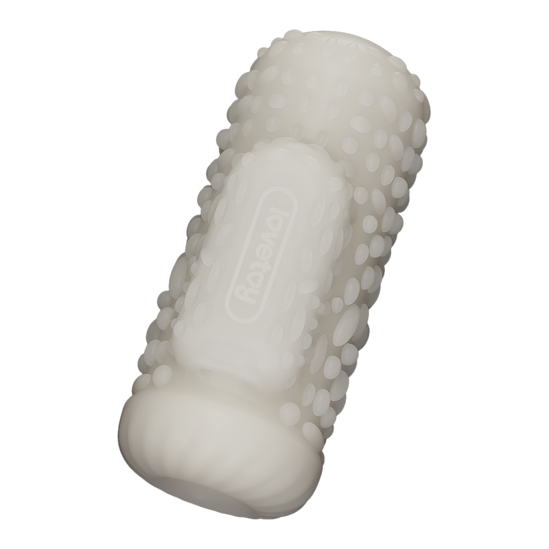 LoveToy - Knights Ring - Manchon vibrant double usage - Drip - Blanc-Erotiekvoordeel.nl