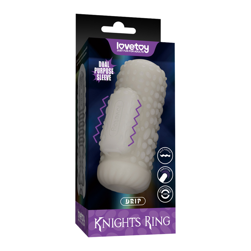 LoveToy - Knights Ring - Manchon vibrant double usage - Drip - Blanc - Erotiekvoordeel.nl